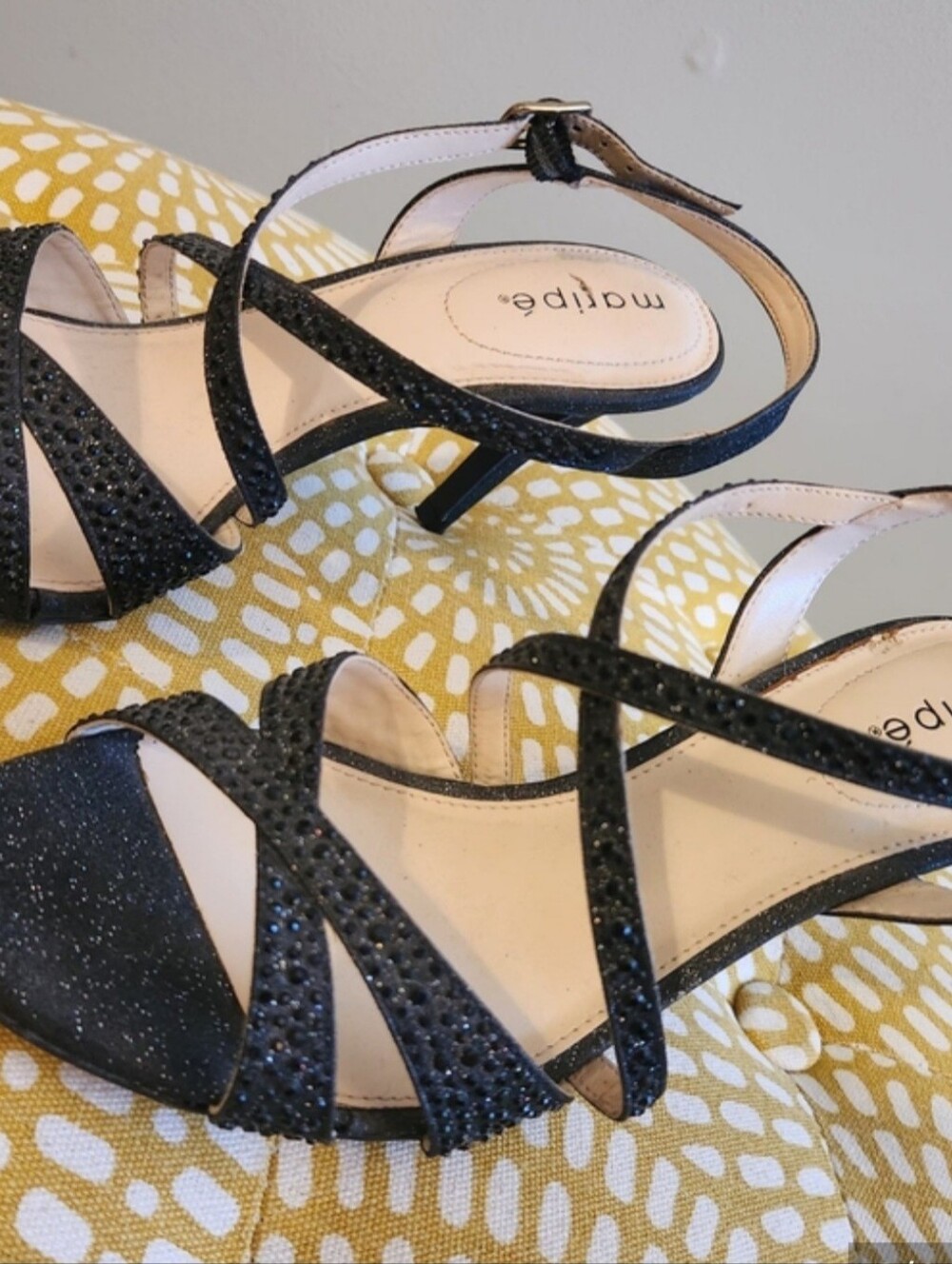 Maripe Navy Sparkle Strappy High Heel Sandals for Women